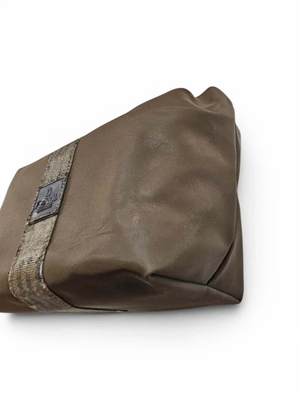 Fendi Pequin Nylon Vanity Bag In Brown Stripe With Gold Hardware
